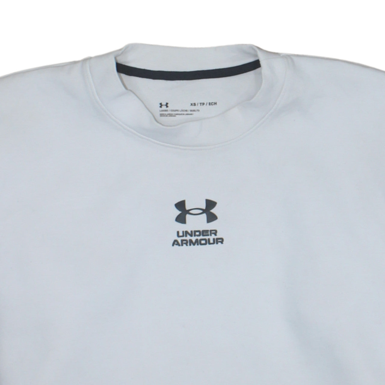 Under Armour Women White XS Pullover Sweatshirt Loose Fit Logo Crew