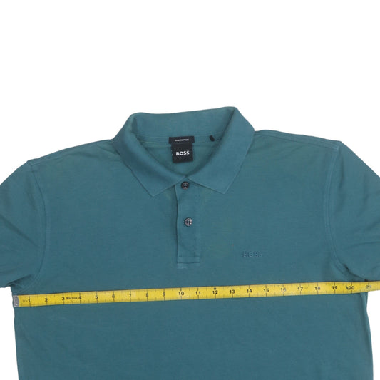 BOSS Men's Green Pima Cotton Polo Shirt Size L Regular Fit