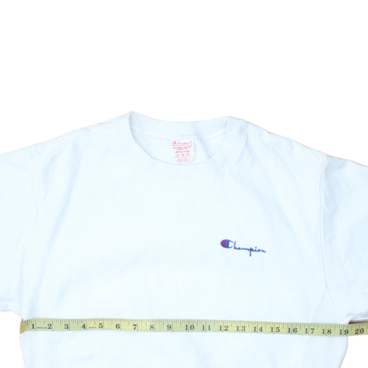 Champion Men's White Reverse Weave Crew Neck Sweatshirt Medium