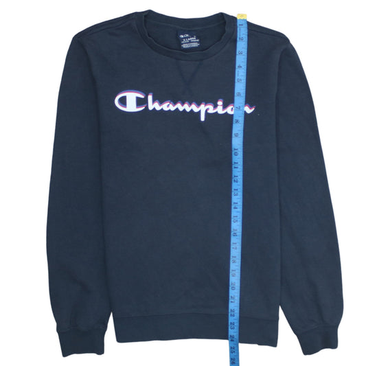 Champion Boys Black Crew Neck Sweatshirt XL 13-14 Years Cotton Blend Logo Casual