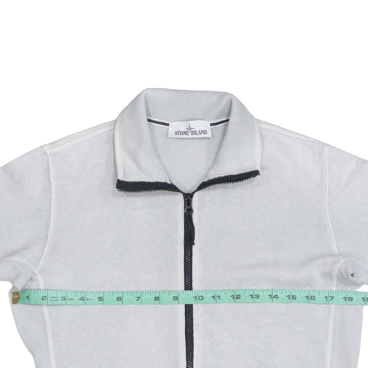 Stone Island Men's Grey Full Zip Mock Neck Cotton Sweatshirt Size S