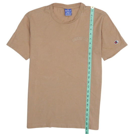 Champion Men's Beige Embroidered Logo Short Sleeve T-Shirt Size S