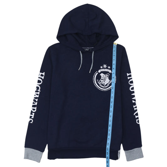 Harry Potter Women Navy Blue Hogwarts Hoodie L Pullover Cotton Blend