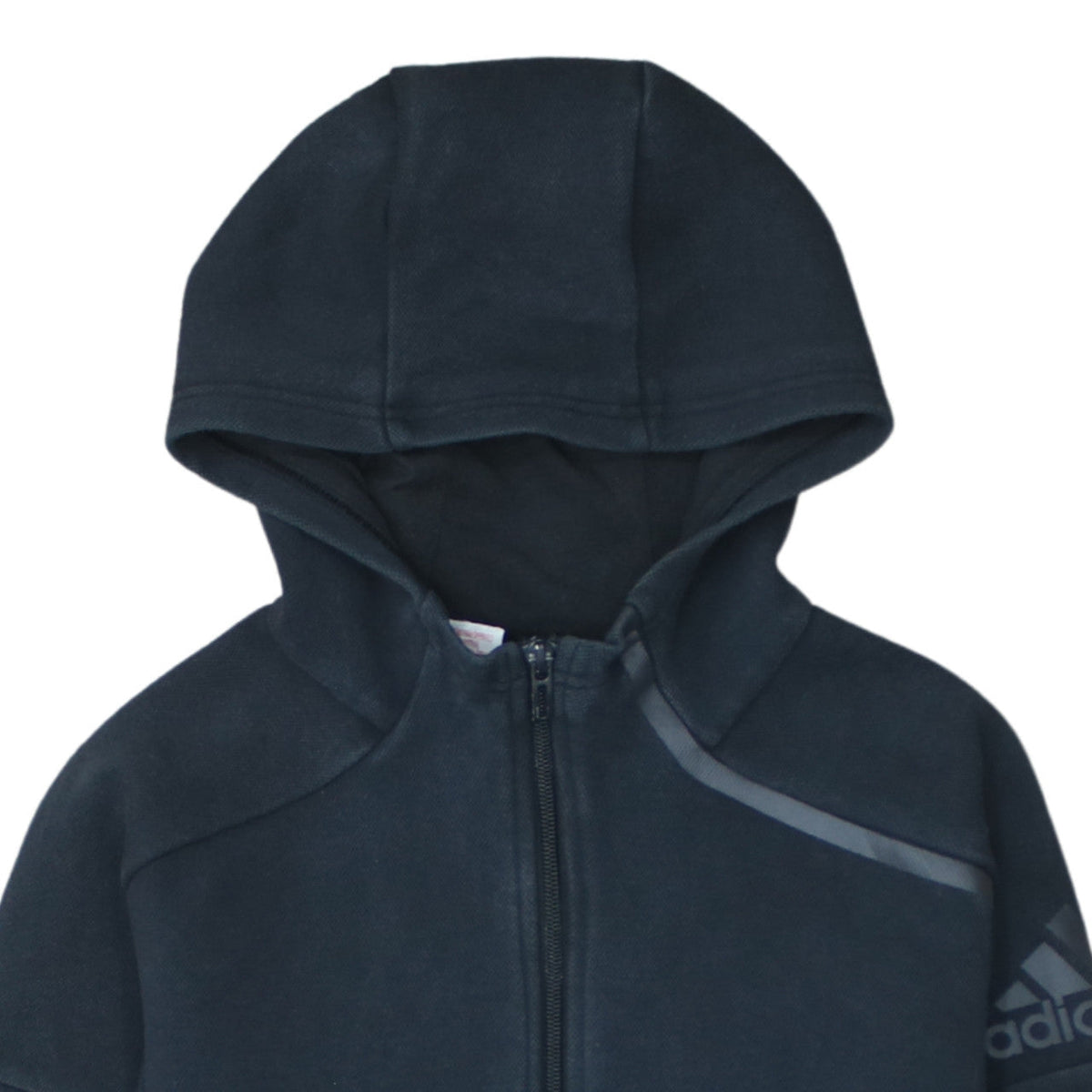 Additional view of Adidas boys’ black full zip hooded hoodie, size 11-12, years fleece jacket
