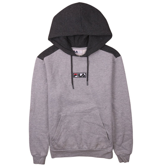 FILA Men's Grey Pullover Hoodie XS Logo Fleece Sports Sweatshirt