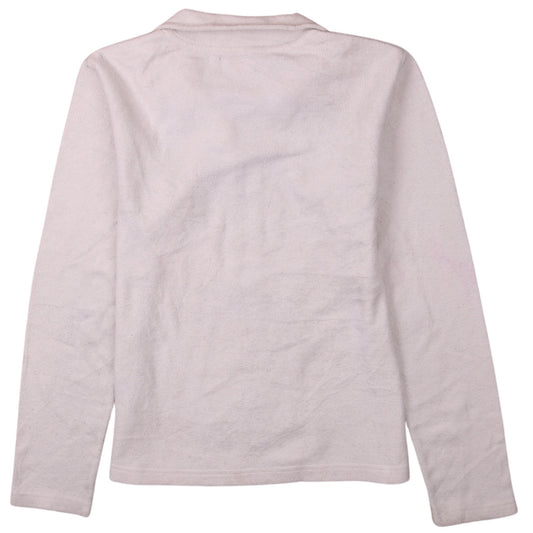 Kappa Women White Fleece Full Zip Sweatshirt Large Casual