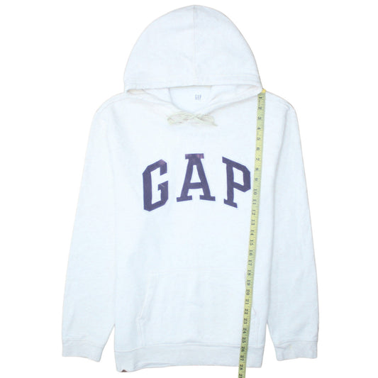 GAP Women White Pullover Hoodie L Cotton Blend Logo Casual