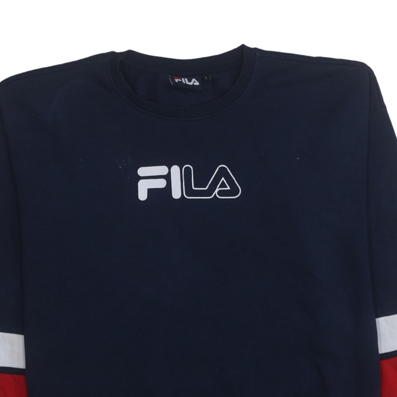 Additional view of Fila Men's Blue Crew Neck Pullover Sweatshirt, size L, Logo Retro Sports