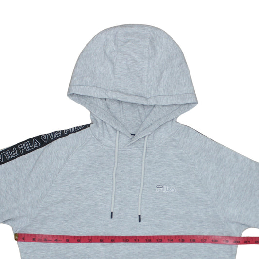 Fila Womens Grey Pullover Hoodie XS Logo Tape Detail