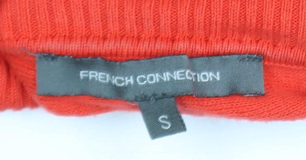 Additional view of French Connection Women Red Roll Neck Knit Cotton T-Shirt, size S