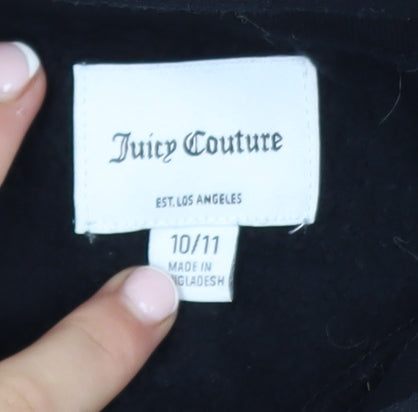 Additional view of Juicy Couture girls’ black pullover hoodie 10-11y logo fleece sweatshirt