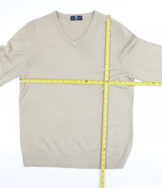 Marks and Spencer Blue Harbour Men’s Beige V-Neck Acrylic Jumper L