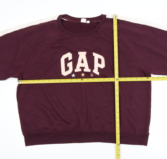 GAP Womens Burgundy Crew Neck Logo Sweatshirt XL Relaxed Fit