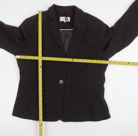 Marks and Spencer Women Black UK 14 Cotton Blend Single-Breasted Blazer