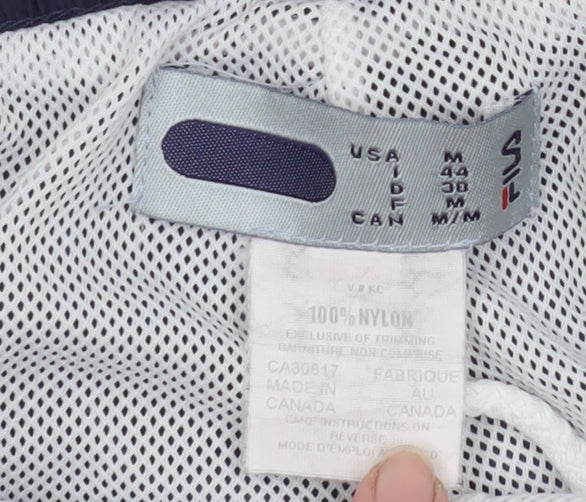 Brand and care label for Fila Women Blue Nylon Lightweight Joggers, size 12