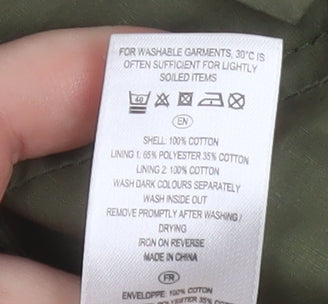 South Women’s Green Cotton Parka Jacket UK 14 Hooded Casual