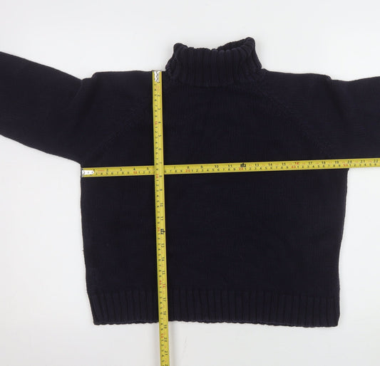 Hawkshead Men's Blue Roll Neck Cotton Chunky Knit Jumper XL