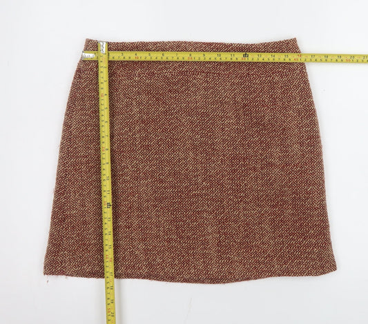 Jigsaw Women Brown Wool Tweed Pencil Skirt Size 12