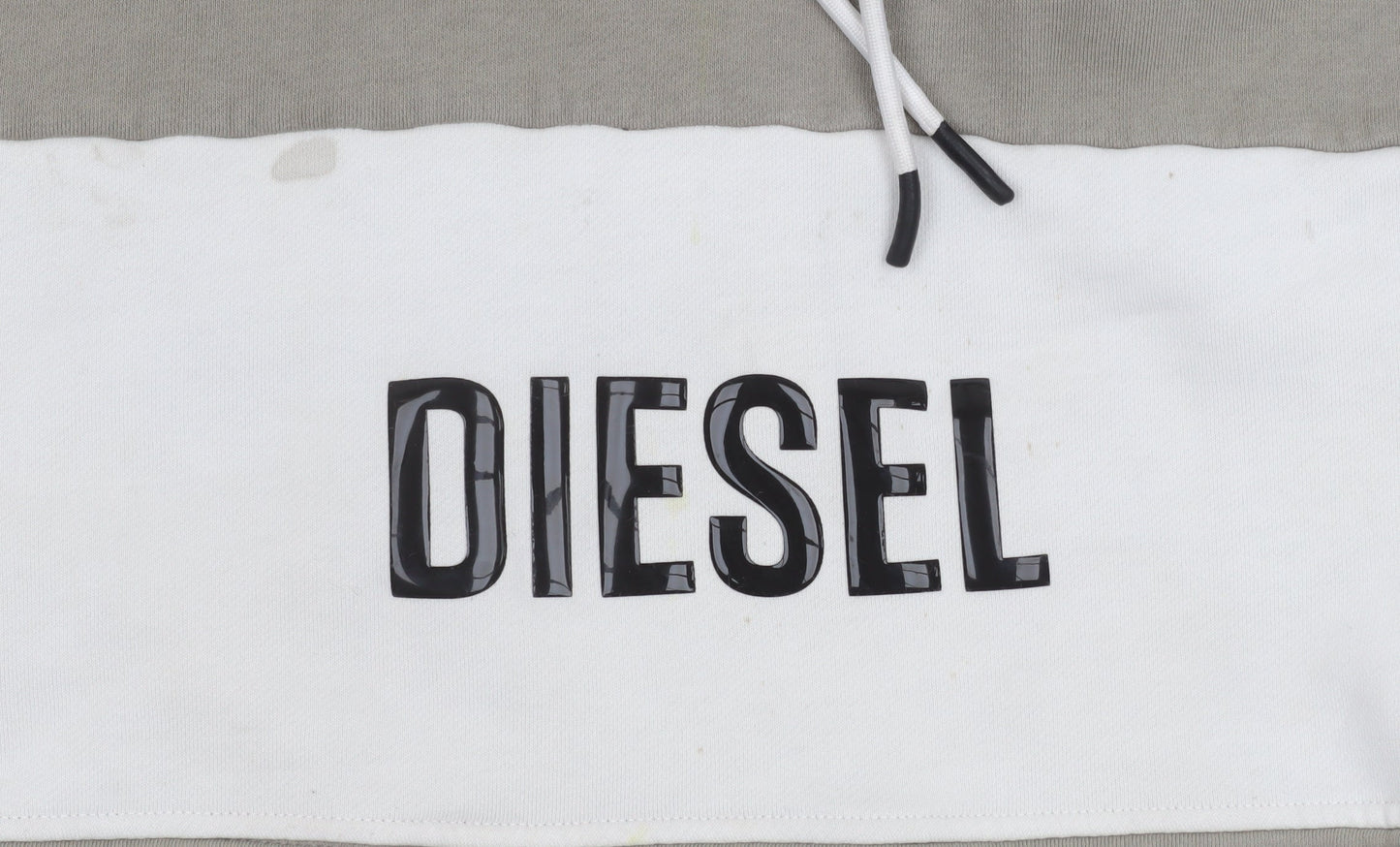 Diesel Men Beige Pullover Hoodie Large Logo Hooded Sweatshirt