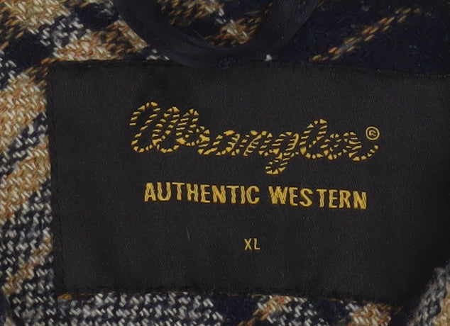Wrangler Men's Brown Checked Western Wool Blend XL Shirt Jacket