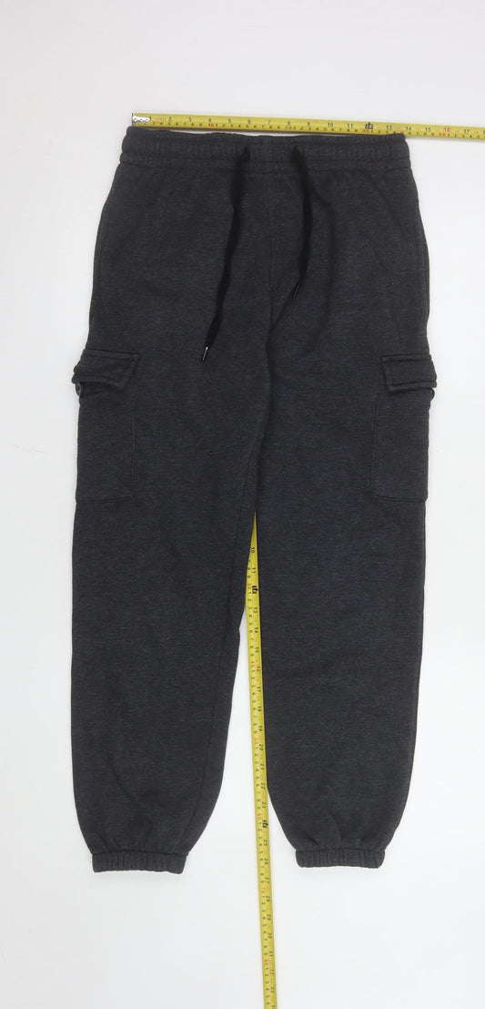 Yulu Men's Black Cotton Blend Jogger Trousers Size S