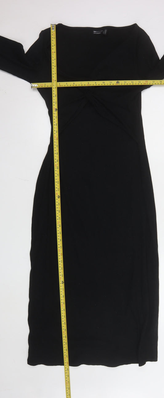 ASOS DESIGN Women's Black Size 14 Knit Bodycon Midi Dress