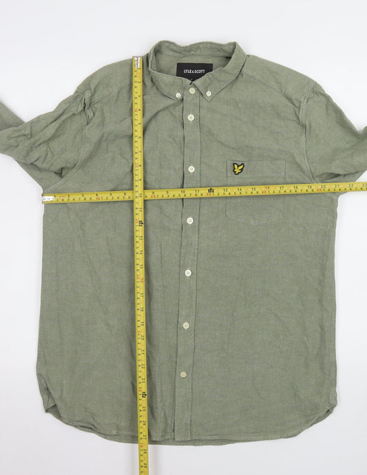 Lyle & Scott Men's Green XL Button-Down Long Sleeve Cotton Shirt