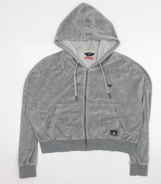 Superdry Womens Grey Relaxed Fit Hooded Zip Jacket Size 16