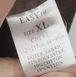 Brand and care label for Easy Men’s Brown XL Bomber Jacket Polyester Cotton Blend Casual
