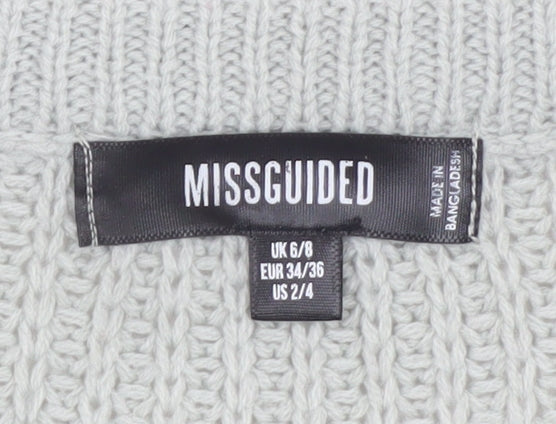 Brand and care label for Missguided Women’s Grey Knit Jumper Dress UK 6 Long Sleeve