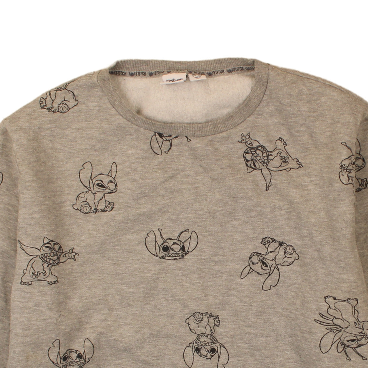 Disney Women Grey Lilo & Stitch Printed Pullover Sweatshirt XL