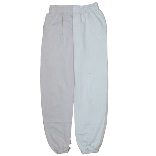 Nike Women Beige & White Colourblock Fleece Joggers Size S