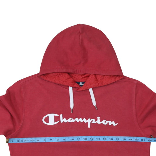 Champion Women Red Pullover Hoodie Large Cotton Blend Logo Print