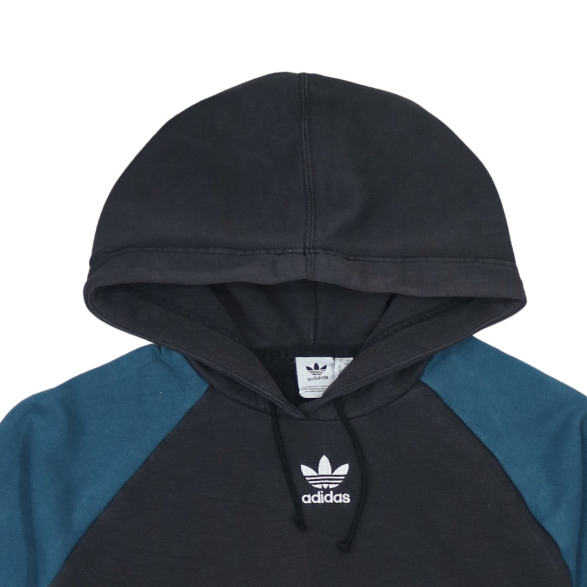 Additional view of Adidas Women's Black & Teal Hoodie, size 10, Raglan Sleeve Pullover