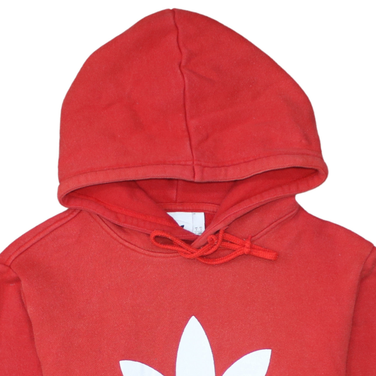 Additional view of Adidas men’s red pullover hoodie, size S, logo fleece sweatshirt