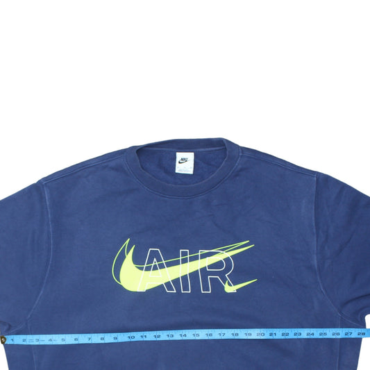 Nike Men's Blue AIR Logo Crew Neck Pullover Sweatshirt XL