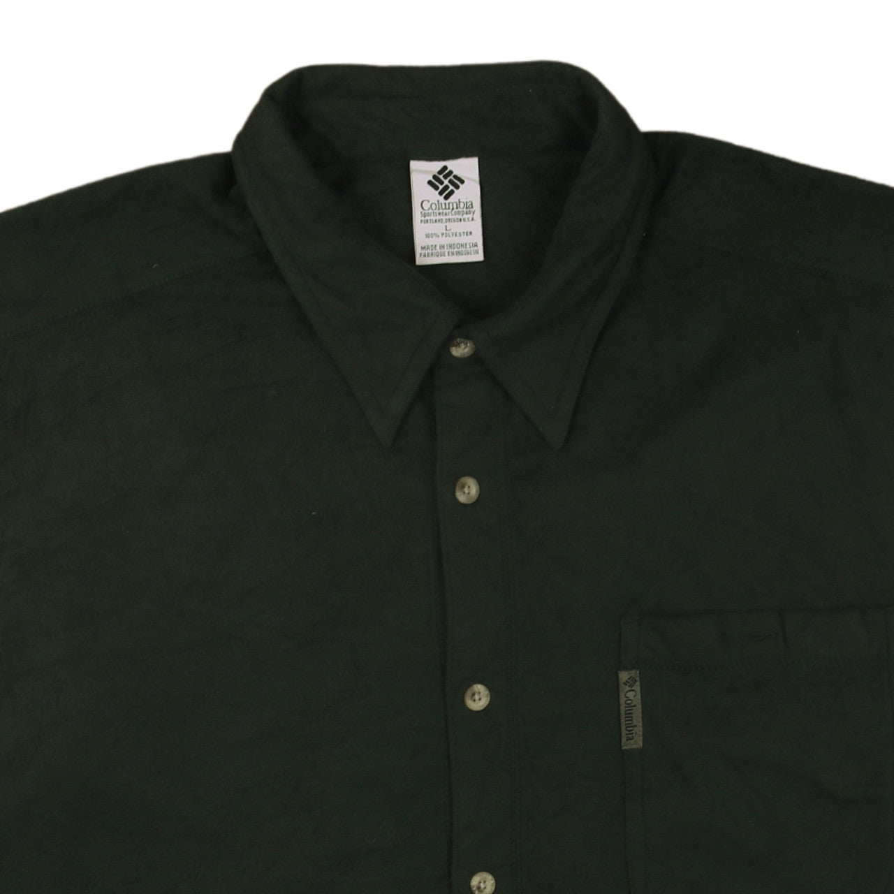 Columbia Men's Green Fleece Long Sleeve Button-Up Shirt L