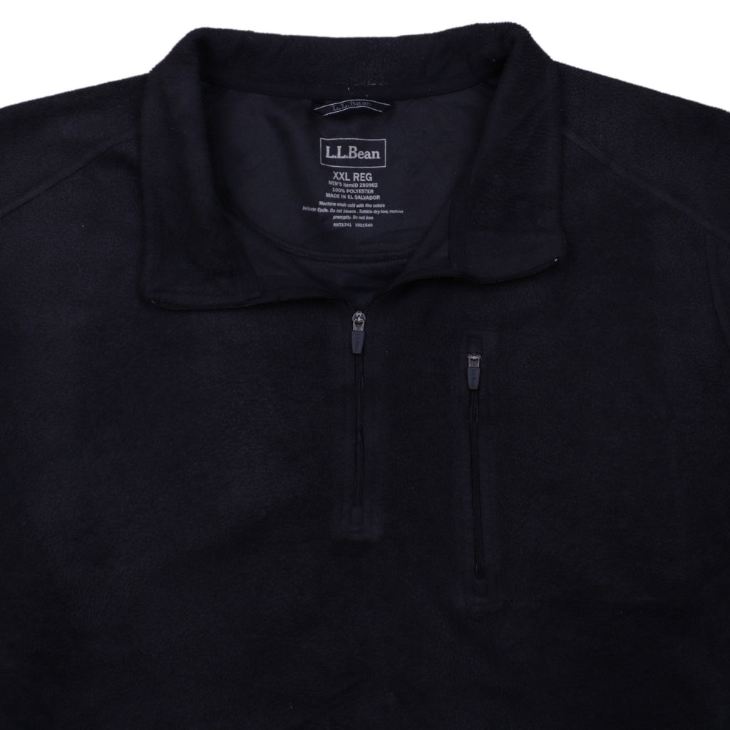 Brand and care label for L.L.Bean Men's Black 2XL Fleece Pullover Quarter Zip Sweatshirt