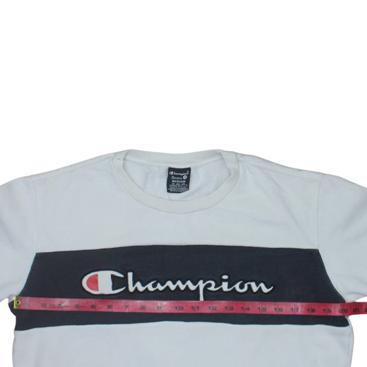 Champion Mens White Medium Pullover Sweatshirt with Logo Embroidery