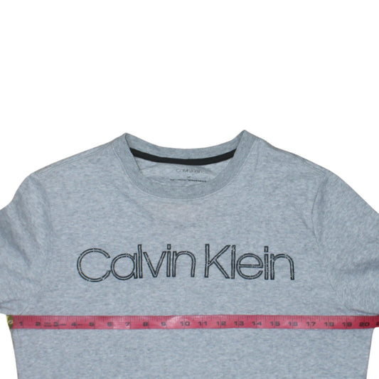 Calvin Klein Men's Grey Logo Pullover Sweatshirt Size S