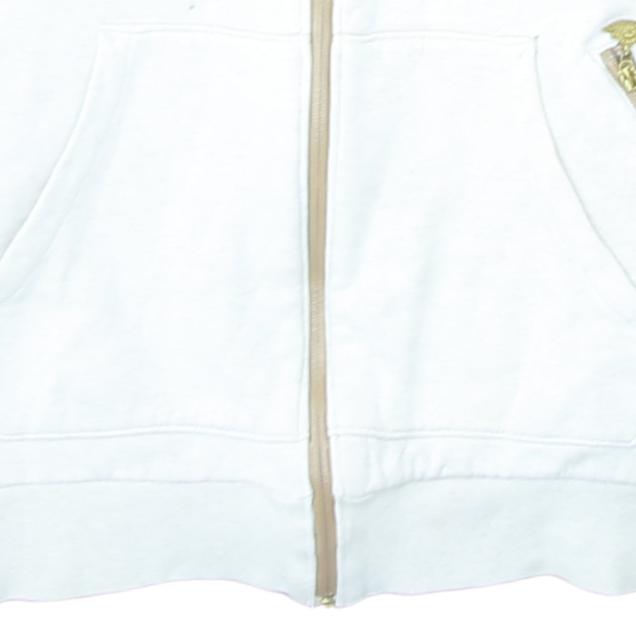 Jordan Mens White Full Zip Hoodie L Beige Trim Athletic Style