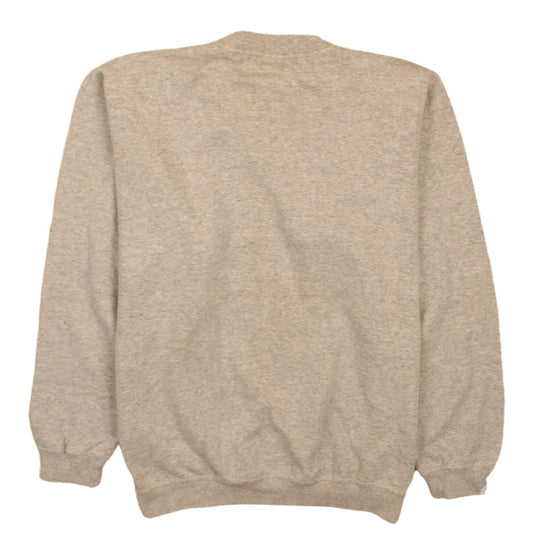 adidas Mens Beige Pullover Sweatshirt Size L Crew Neck Logo Sportswear