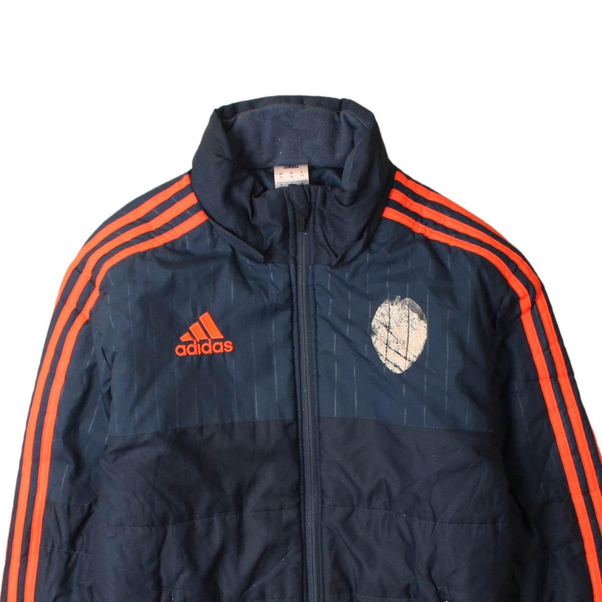 Brand and care label for Adidas Men's Blue XS Track Jacket Full Zip Insulated Sportswear