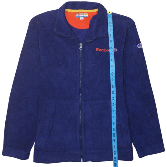 Reebok Womens Blue Fleece Full Zip Retro Jacket Size 12