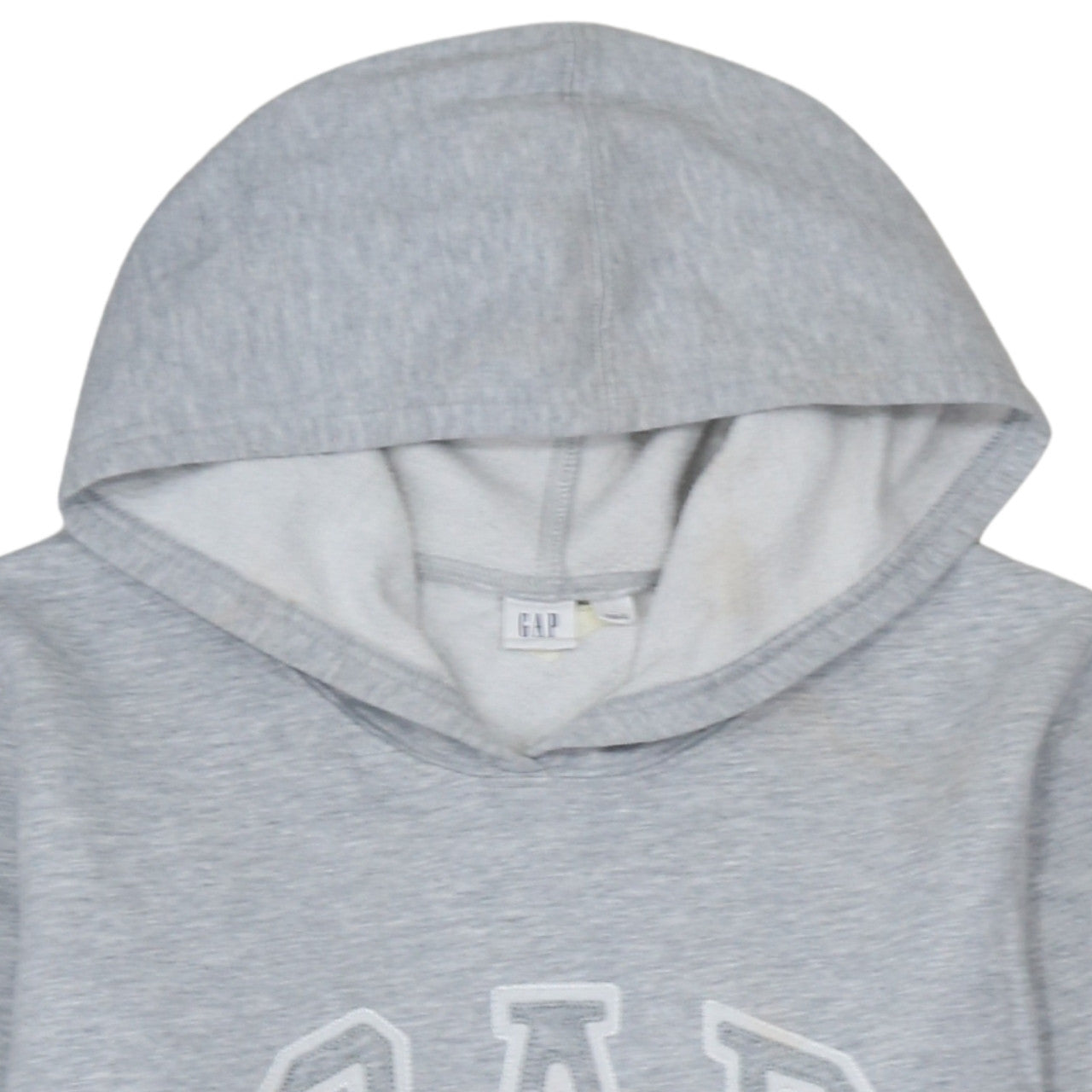 GAP Men's Grey Pullover Hoodie L Logo Graphic Cotton Blend