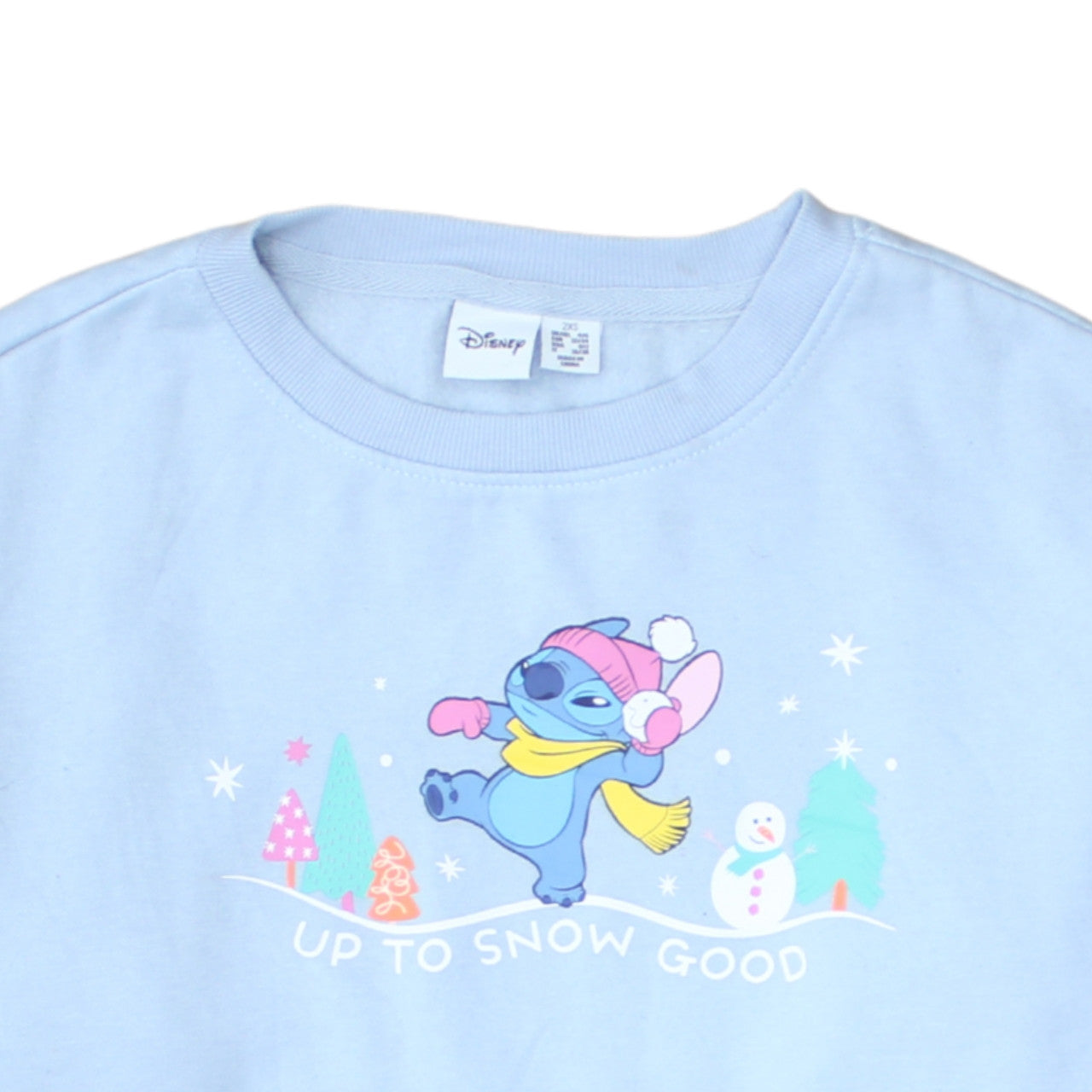 Disney Primark Women Blue Stitch Sweatshirt 2XS Pullover Crew Neck