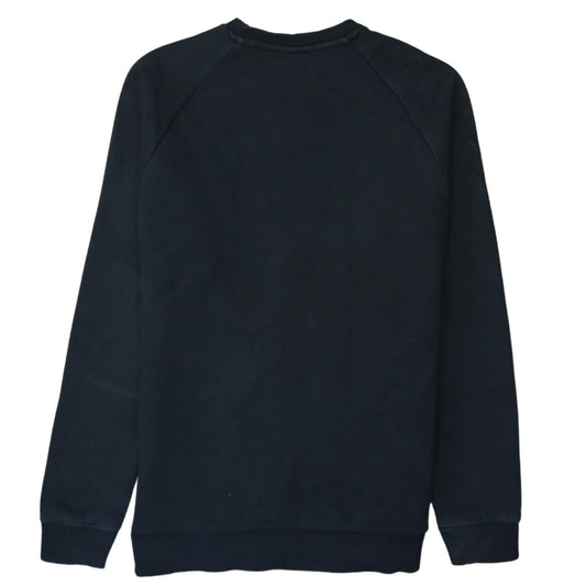 Adidas Men's Black Small Crew Neck Cotton Blend Logo Sweatshirt