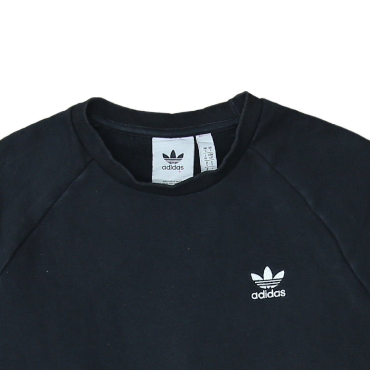 Additional view of Adidas Men's Black Small Crew Neck Cotton Blend Logo Sweatshirt