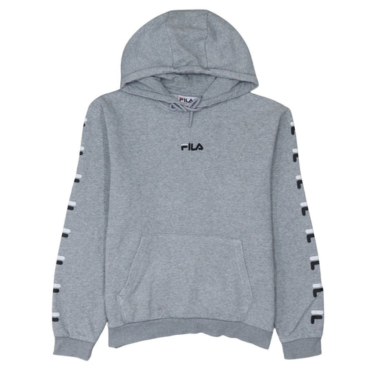 Fila Men's Grey Pullover Hoodie M Regular Fit Logo Sportswear