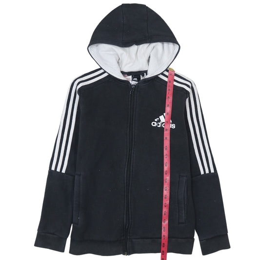 Adidas Boys Black Full Zip Hoodie 10-11 Years Hooded Sweatshirt